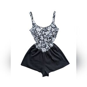 Vintage Black Floral Playsuit